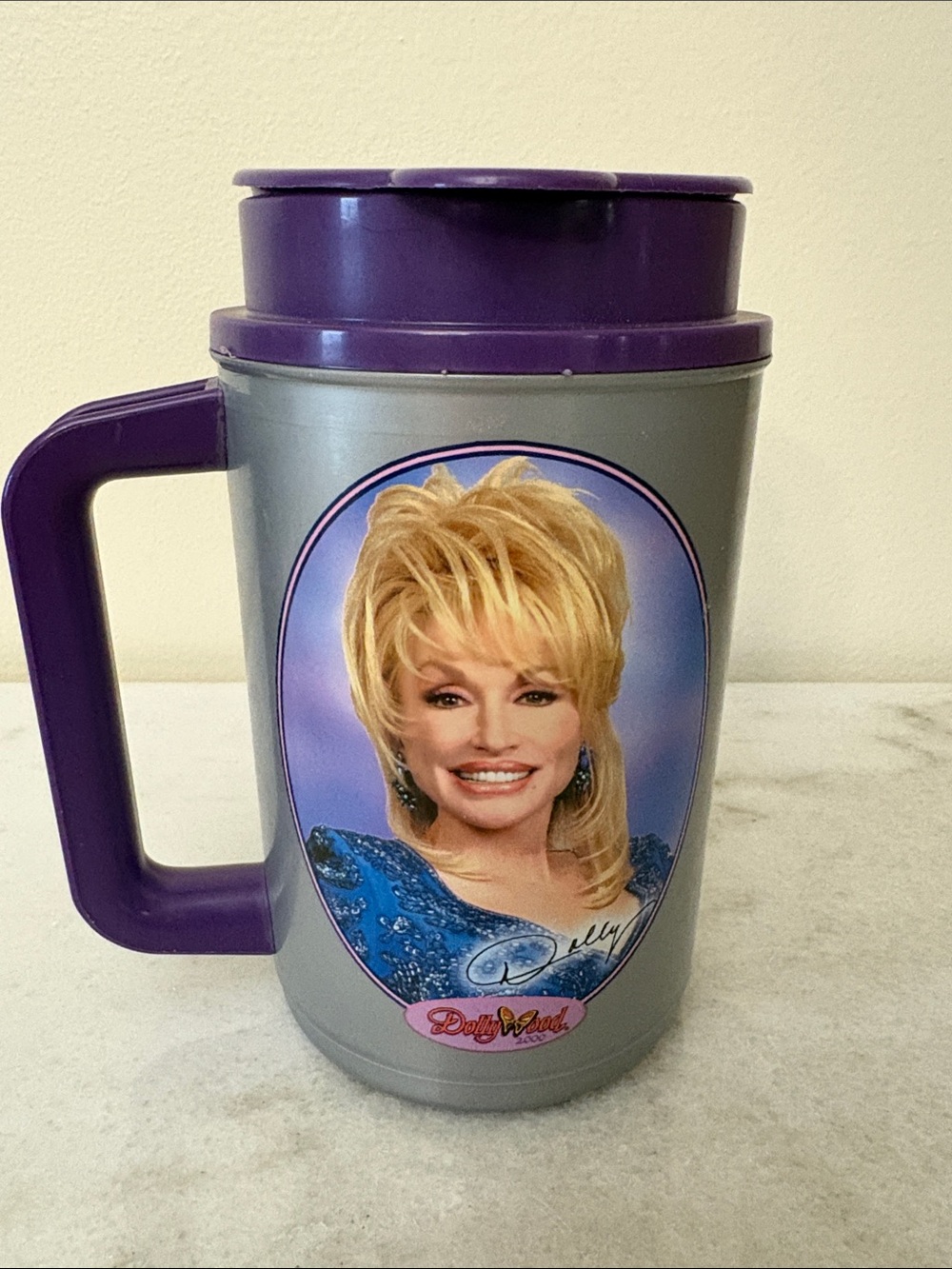 Purple and Silver Insulated Travel Mug - Branded Dollywood 2000